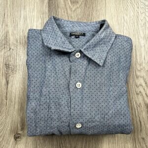 Faherty Chambray Dot Reserve Linen Button Down Shirt Mens Size S Small